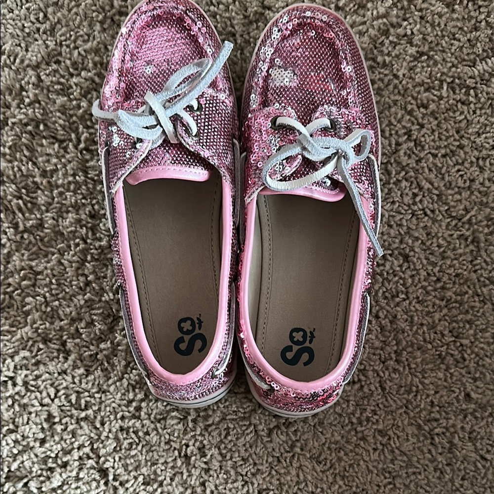 Pink Sequin Boat Shoes